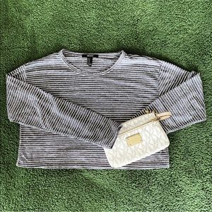 Gray blue striped crop top